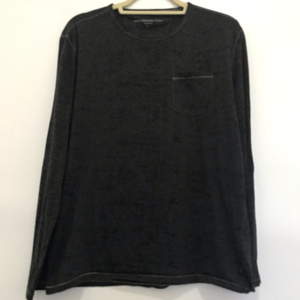 John Varvatos Men's Long Sleeve Crewneck Shirt - Black Size L